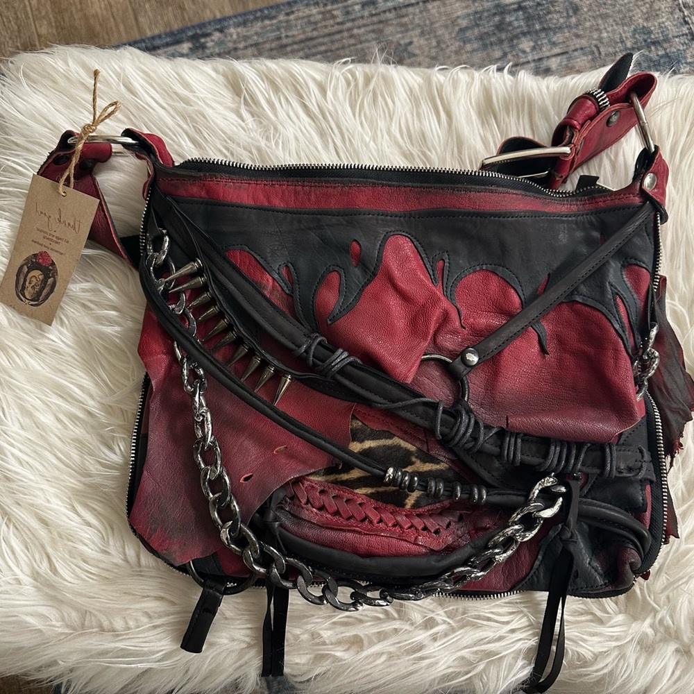 Red and Black Leather Women's Bag